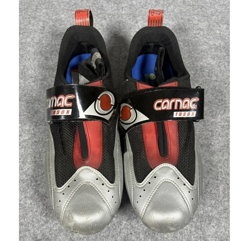 Carnac TRS8X Cycling Shoes 42.5 Silver Black Red Carbon‎ Graphite Sole